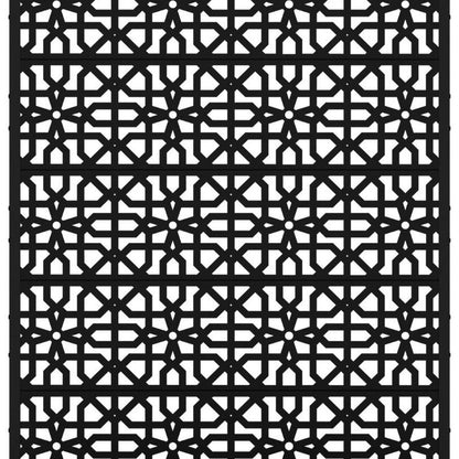 72" Black Geometric Steel Five Panel Outdoor Privacy Screen HomeRoots