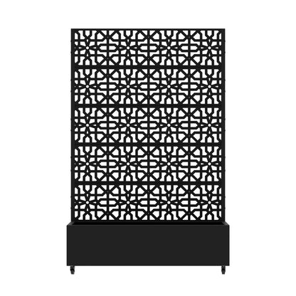 72" Black Geometric Steel Five Panel Outdoor Privacy Screen HomeRoots