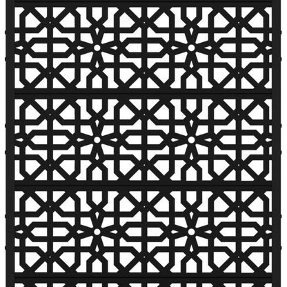 72" Black Geometric Steel Five Panel Outdoor Privacy Screen HomeRoots