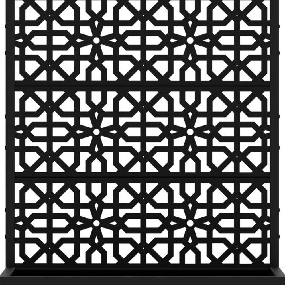 72" Black Geometric Steel Five Panel Outdoor Privacy Screen HomeRoots