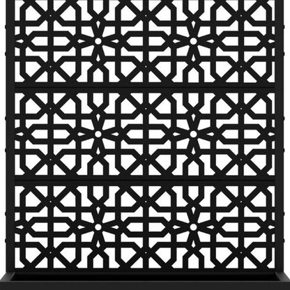 72" Black Geometric Steel Five Panel Outdoor Privacy Screen HomeRoots