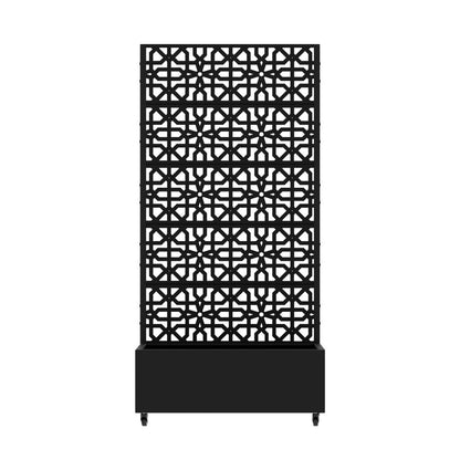 72" Black Geometric Steel Five Panel Outdoor Privacy Screen HomeRoots