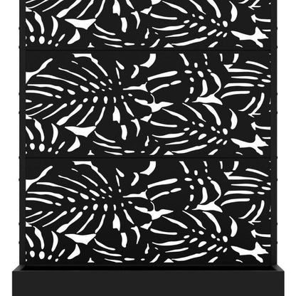 72" Black Tropical Botanical Steel Three Panel Outdoor Privacy Screen HomeRoots