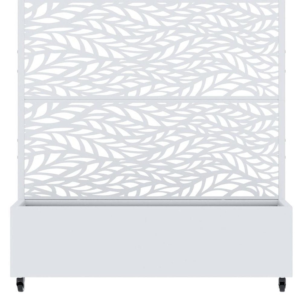 47" White Botanical Leaves Steel Two Panel Outdoor Privacy Screen — view 3