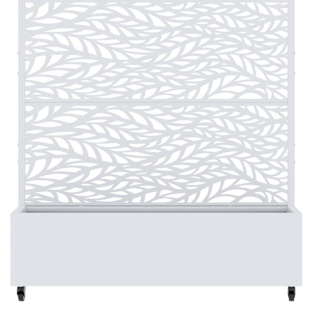47" White Botanical Leaves Steel Two Panel Outdoor Privacy Screen HomeRoots