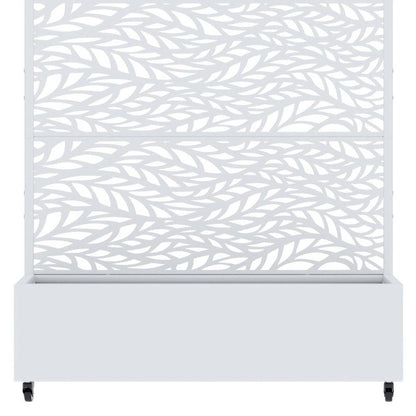 47" White Botanical Leaves Steel Two Panel Outdoor Privacy Screen HomeRoots
