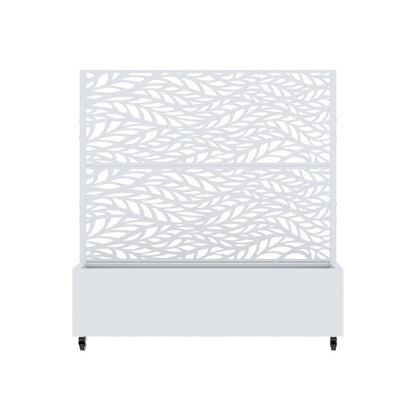 47" White Botanical Leaves Steel Two Panel Outdoor Privacy Screen HomeRoots