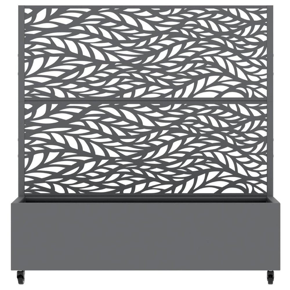 47" Gray Botanical Leaves Steel Two Panel Outdoor Privacy Screen HomeRoots