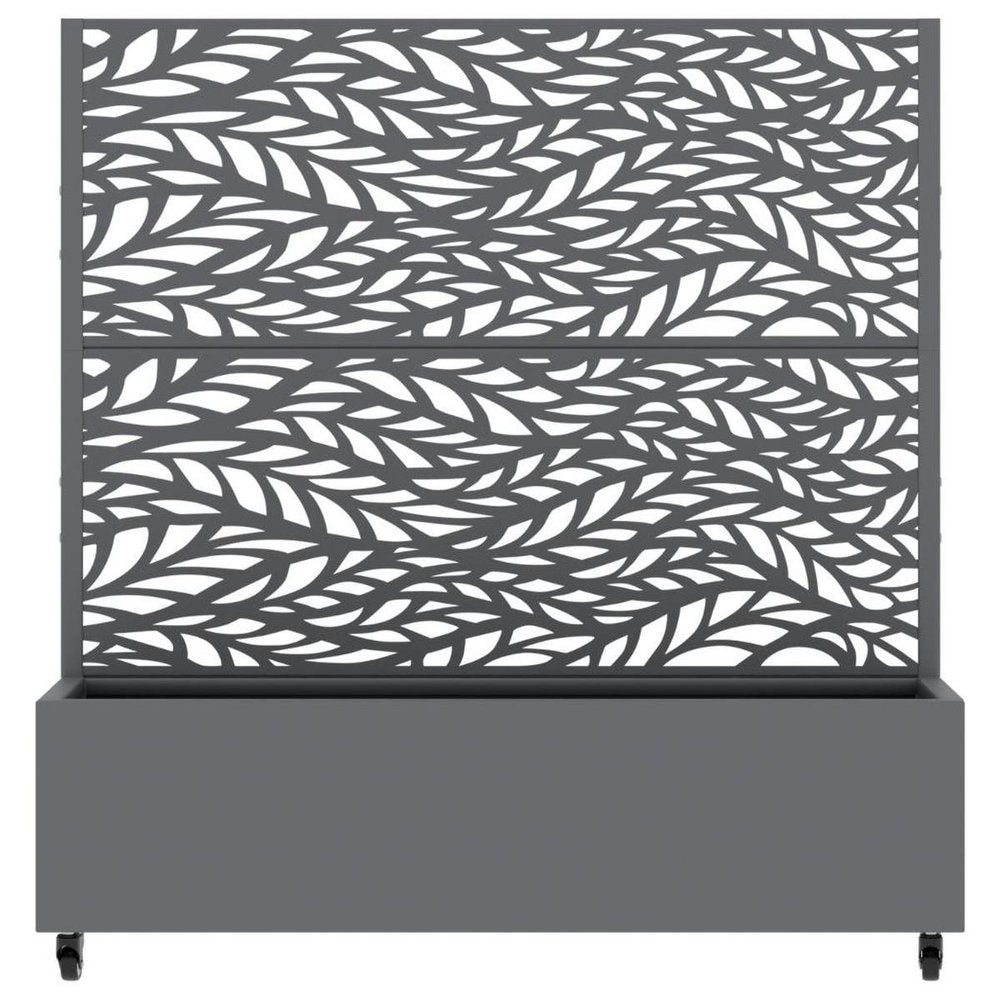 47" Gray Botanical Leaves Steel Two Panel Outdoor Privacy Screen — view 3