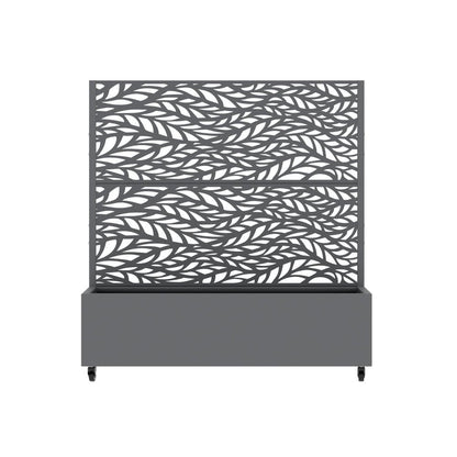 47" Gray Botanical Leaves Steel Two Panel Outdoor Privacy Screen HomeRoots