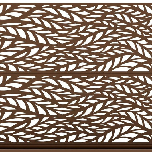 47" Brown Botanical Leaves Steel Two Panel Outdoor Privacy Screen