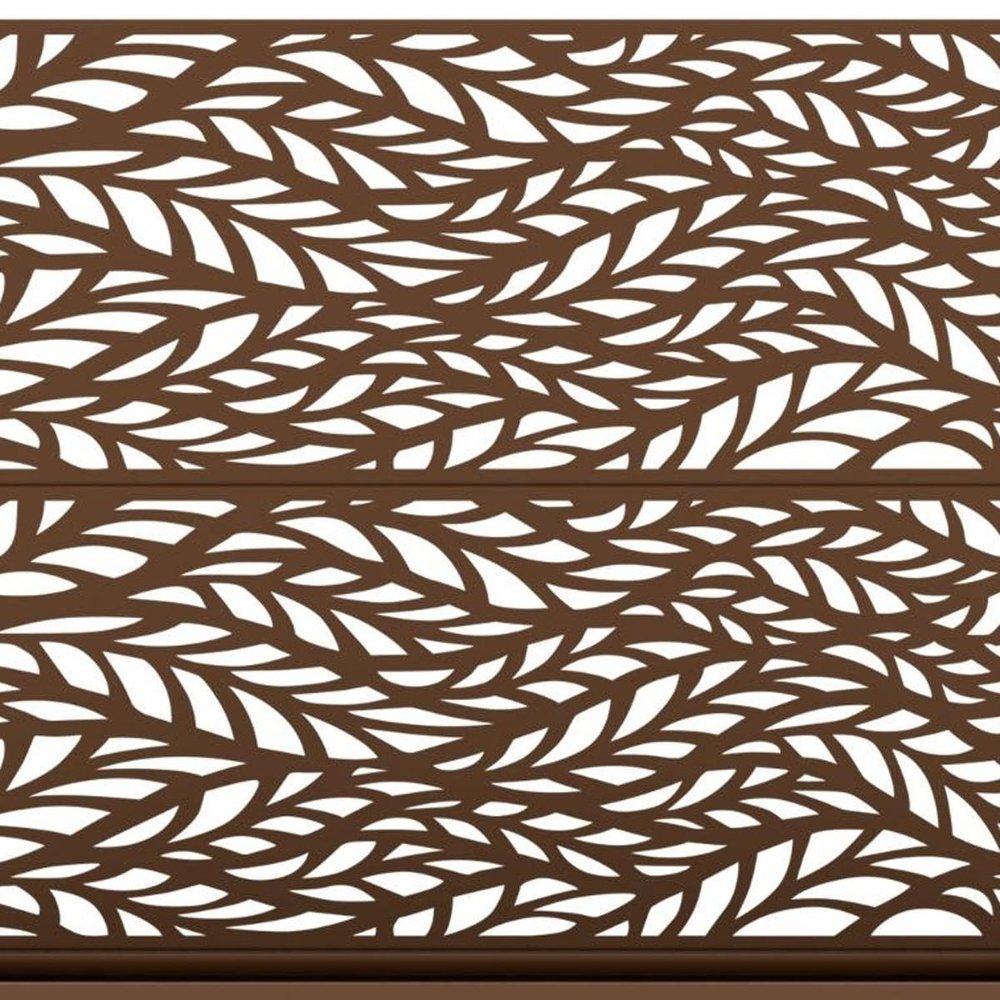 47" Brown Botanical Leaves Steel Two Panel Outdoor Privacy Screen HomeRoots