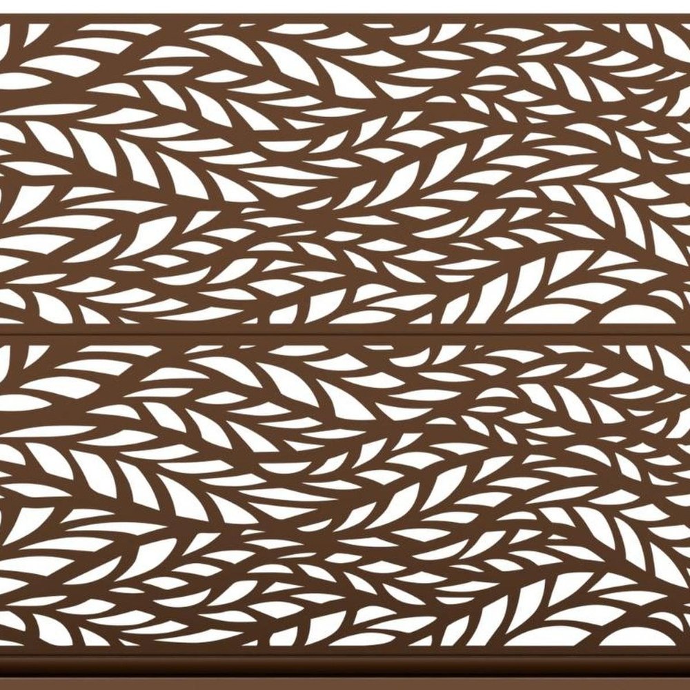 47" Brown Botanical Leaves Steel Two Panel Outdoor Privacy Screen — view 3