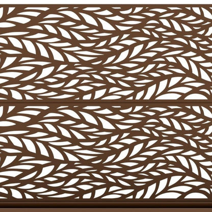 47" Brown Botanical Leaves Steel Two Panel Outdoor Privacy Screen HomeRoots