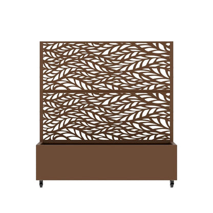 47" Brown Botanical Leaves Steel Two Panel Outdoor Privacy Screen HomeRoots
