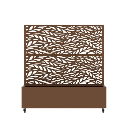 47" Brown Botanical Leaves Steel Two Panel Outdoor Privacy Screen HomeRoots