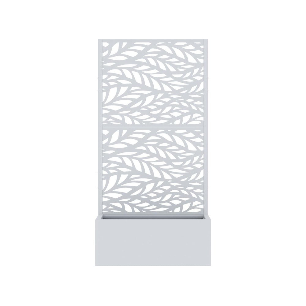 59" White Botanical Leaves Steel Two Panel Outdoor Privacy Screen HomeRoots