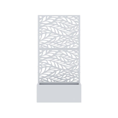 59" White Botanical Leaves Steel Two Panel Outdoor Privacy Screen HomeRoots