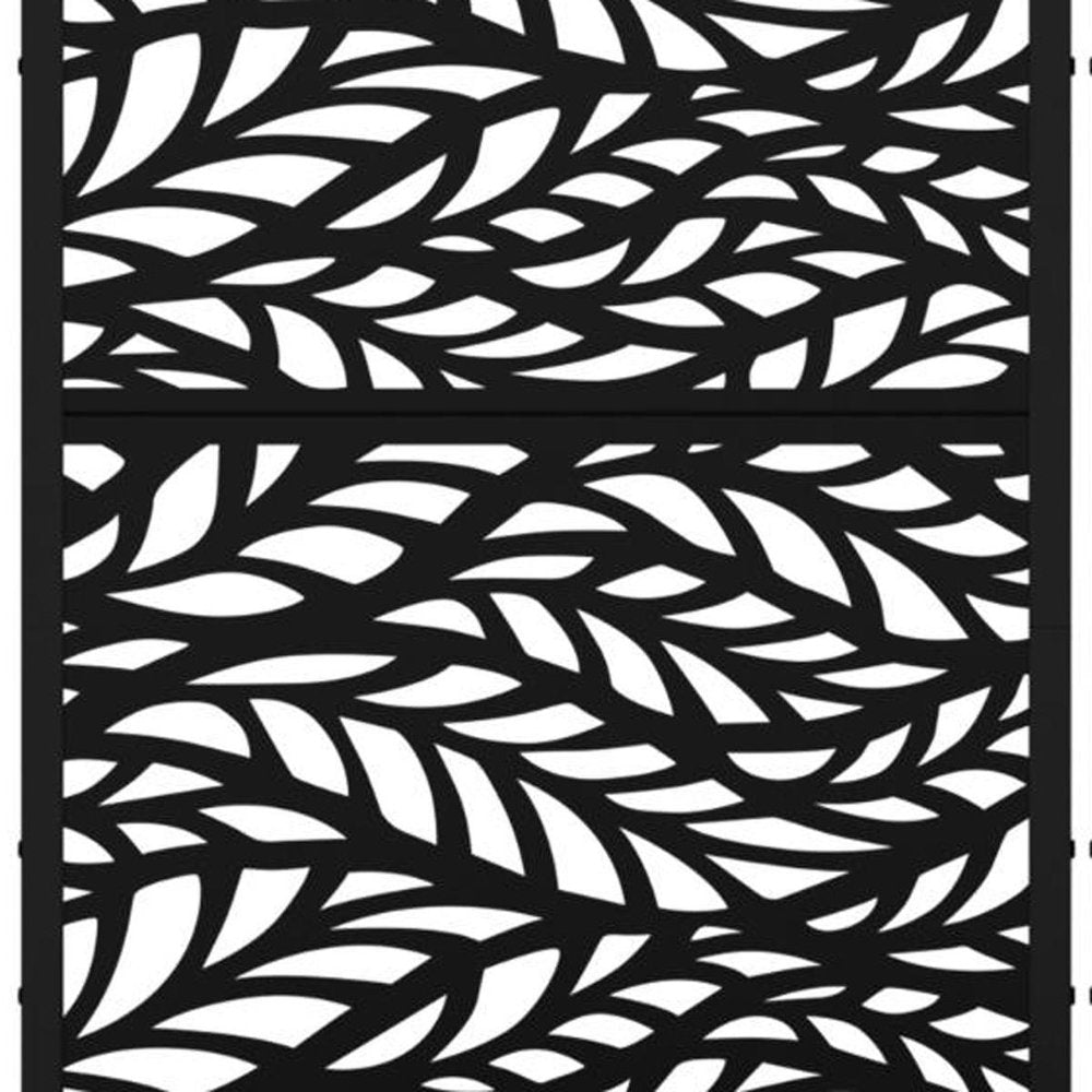 Set Of Two Black Botanical Leaves Steel Four Panel Outdoor Privacy Screen — view 3
