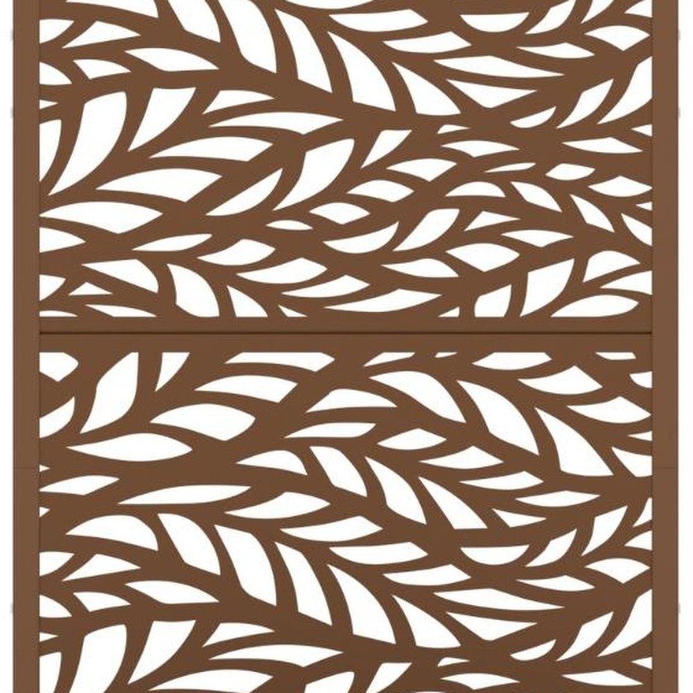 59" Brown Botanical Leaves Steel Two Panel Outdoor Privacy Screen — view 3
