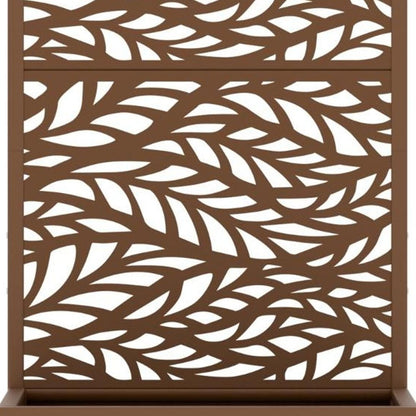 59" Brown Botanical Leaves Steel Two Panel Outdoor Privacy Screen HomeRoots