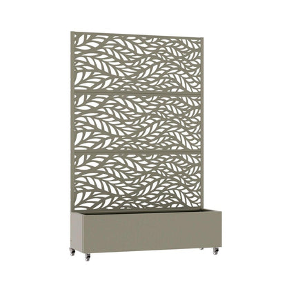 72" Gray Botanical Leaves Steel Three Panel Outdoor Privacy Screen HomeRoots