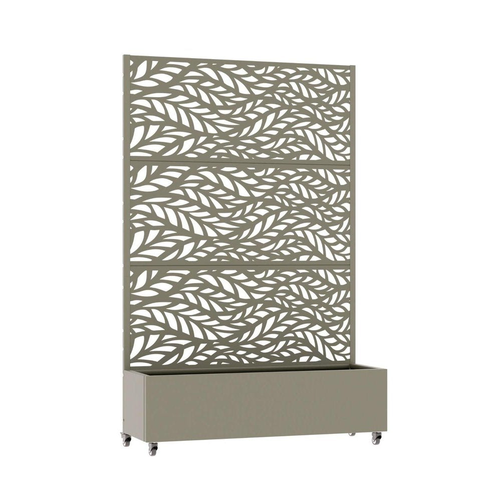 72" Gray Botanical Leaves Steel Three Panel Outdoor Privacy Screen — view 2