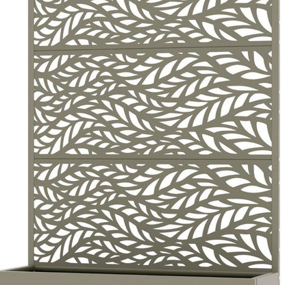 72" Gray Botanical Leaves Steel Three Panel Outdoor Privacy Screen HomeRoots