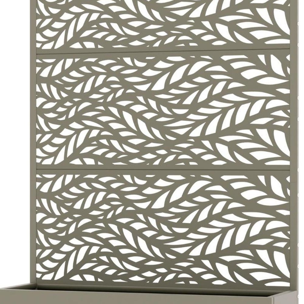 72" Gray Botanical Leaves Steel Three Panel Outdoor Privacy Screen — view 3