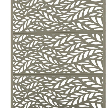 72" Gray Botanical Leaves Steel Three Panel Outdoor Privacy Screen