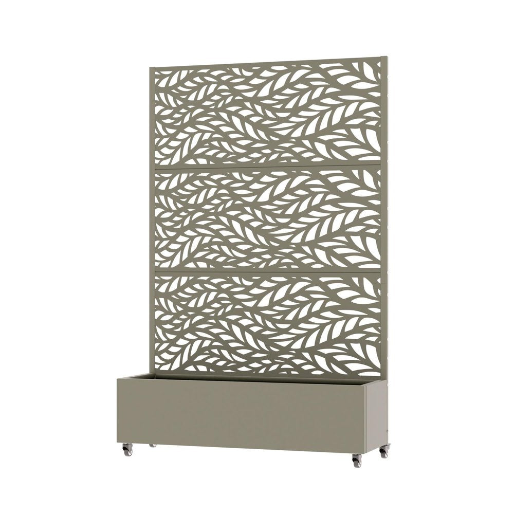 72" Gray Botanical Leaves Steel Three Panel Outdoor Privacy Screen HomeRoots