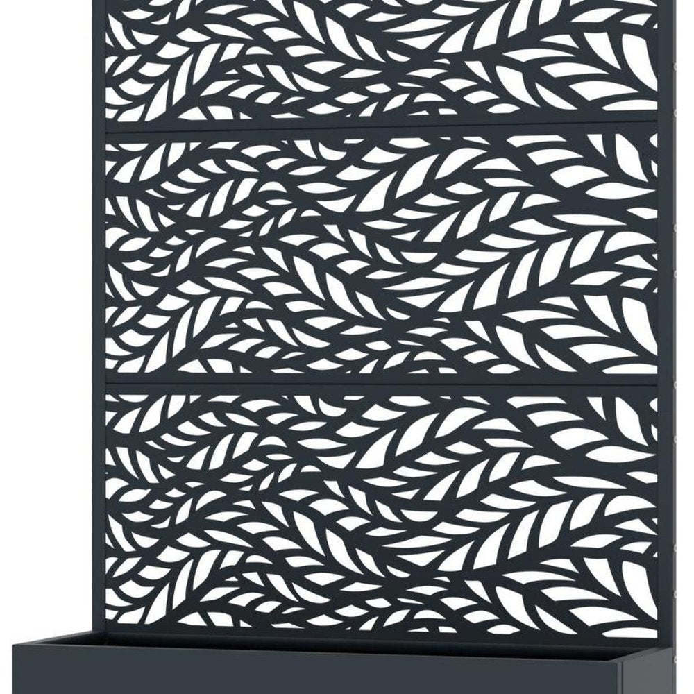 72" Gray Botanical Leaves Steel Three Panel Outdoor Privacy Screen HomeRoots