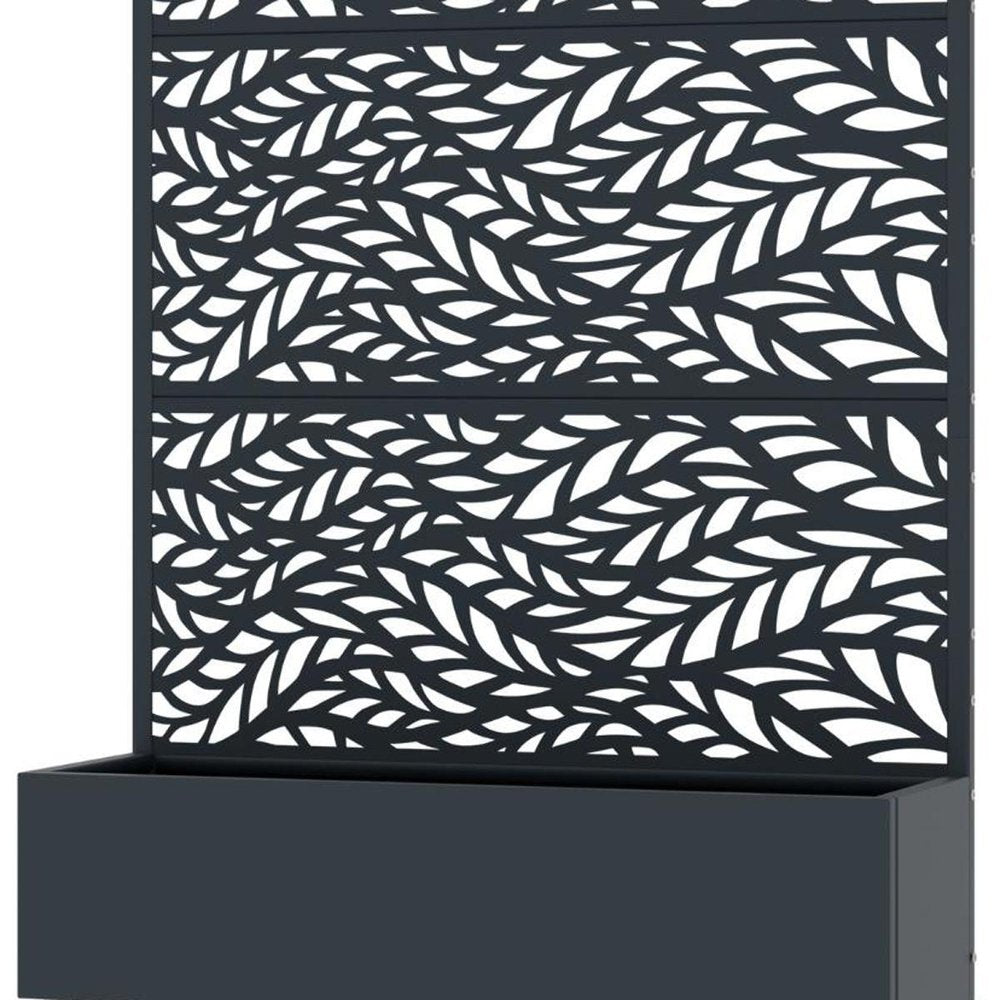 72" Gray Botanical Leaves Steel Three Panel Outdoor Privacy Screen — view 3