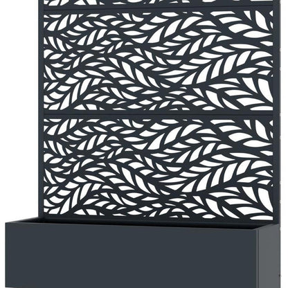 72" Gray Botanical Leaves Steel Three Panel Outdoor Privacy Screen