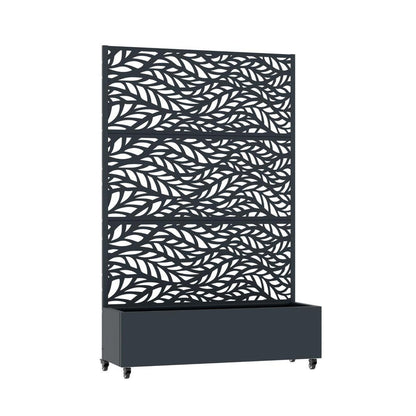 72" Gray Botanical Leaves Steel Three Panel Outdoor Privacy Screen HomeRoots