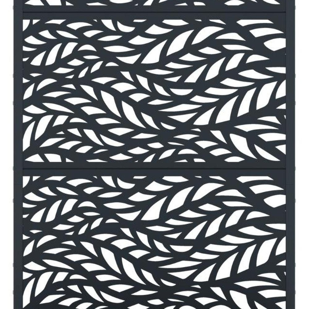 72" Gray Botanical Leaves Steel Three Panel Outdoor Privacy Screen — view 3