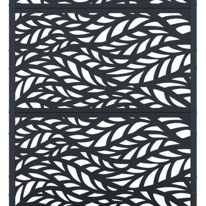 72" Gray Botanical Leaves Steel Three Panel Outdoor Privacy Screen HomeRoots