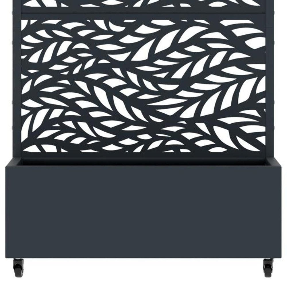 72" Gray Botanical Leaves Steel Three Panel Outdoor Privacy Screen — view 4
