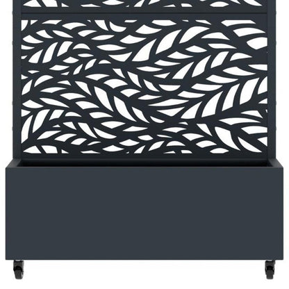 72" Gray Botanical Leaves Steel Three Panel Outdoor Privacy Screen HomeRoots