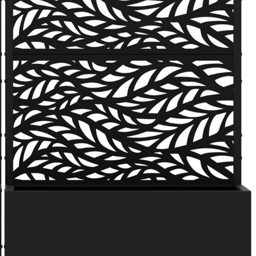 Set Of Two Black Botanical Leaves Steel Six Panel Outdoor Privacy Screen HomeRoots