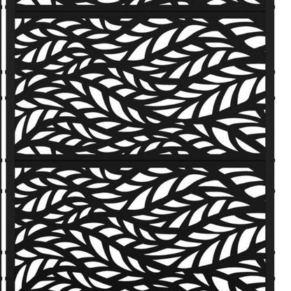 Set Of Two Black Botanical Leaves Steel Six Panel Outdoor Privacy Screen HomeRoots
