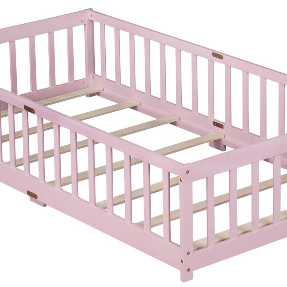 Gray Solid Wood Full Bed Frame — view 2
