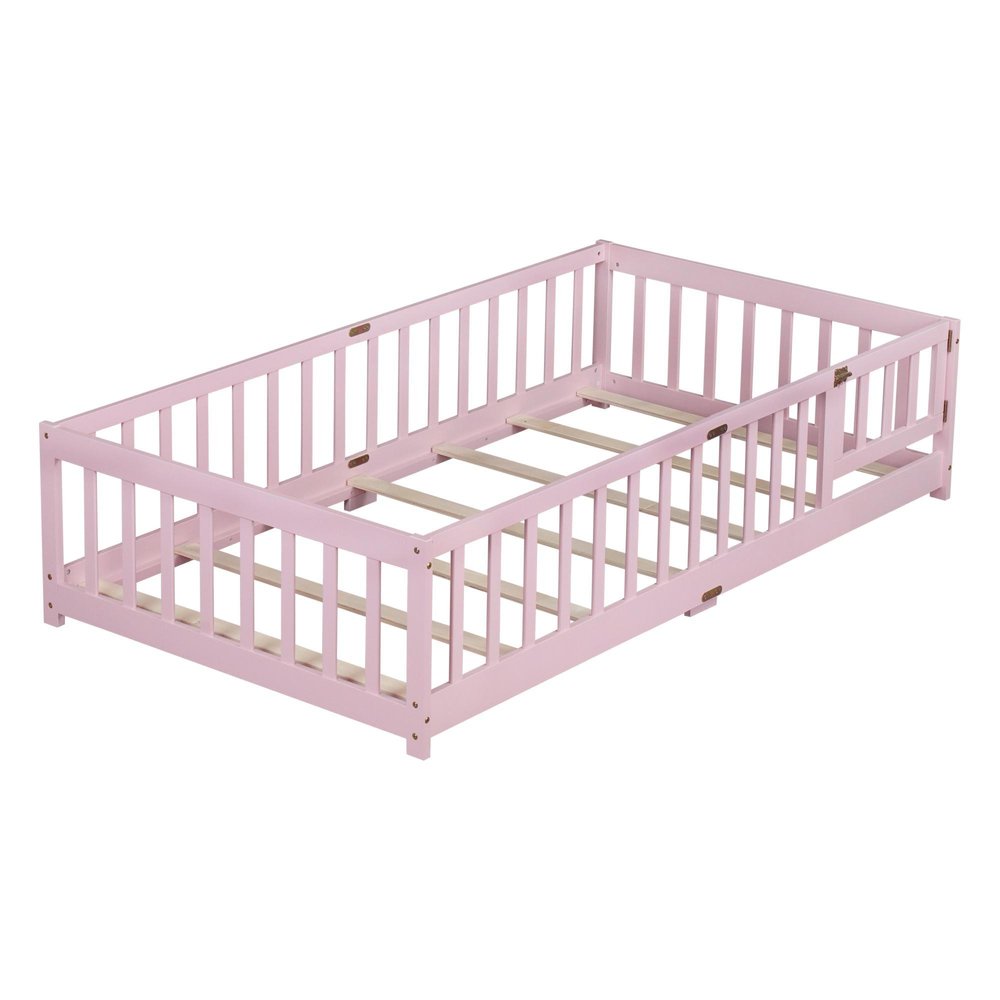 Gray Solid Wood Full Bed Frame — view 4
