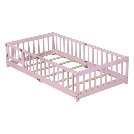 Gray Solid Wood Full Bed Frame