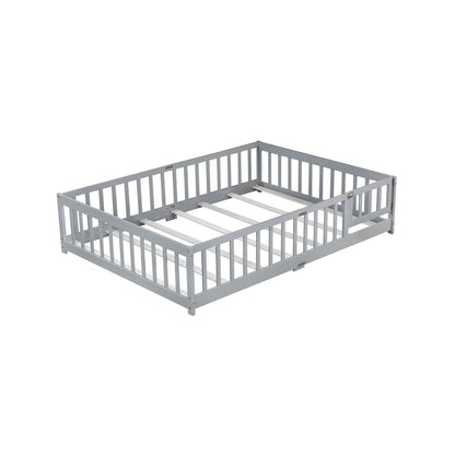 Gray Solid Wood Full Bed Frame HomeRoots