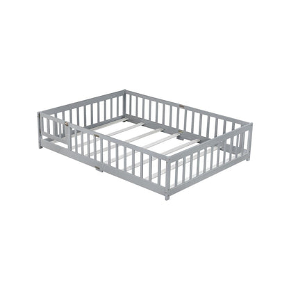 Gray Solid Wood Full Bed Frame HomeRoots
