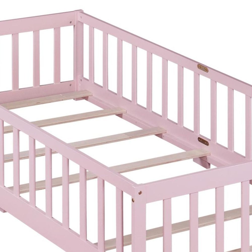 Pink Solid Wood Twin Bed Frame HomeRoots