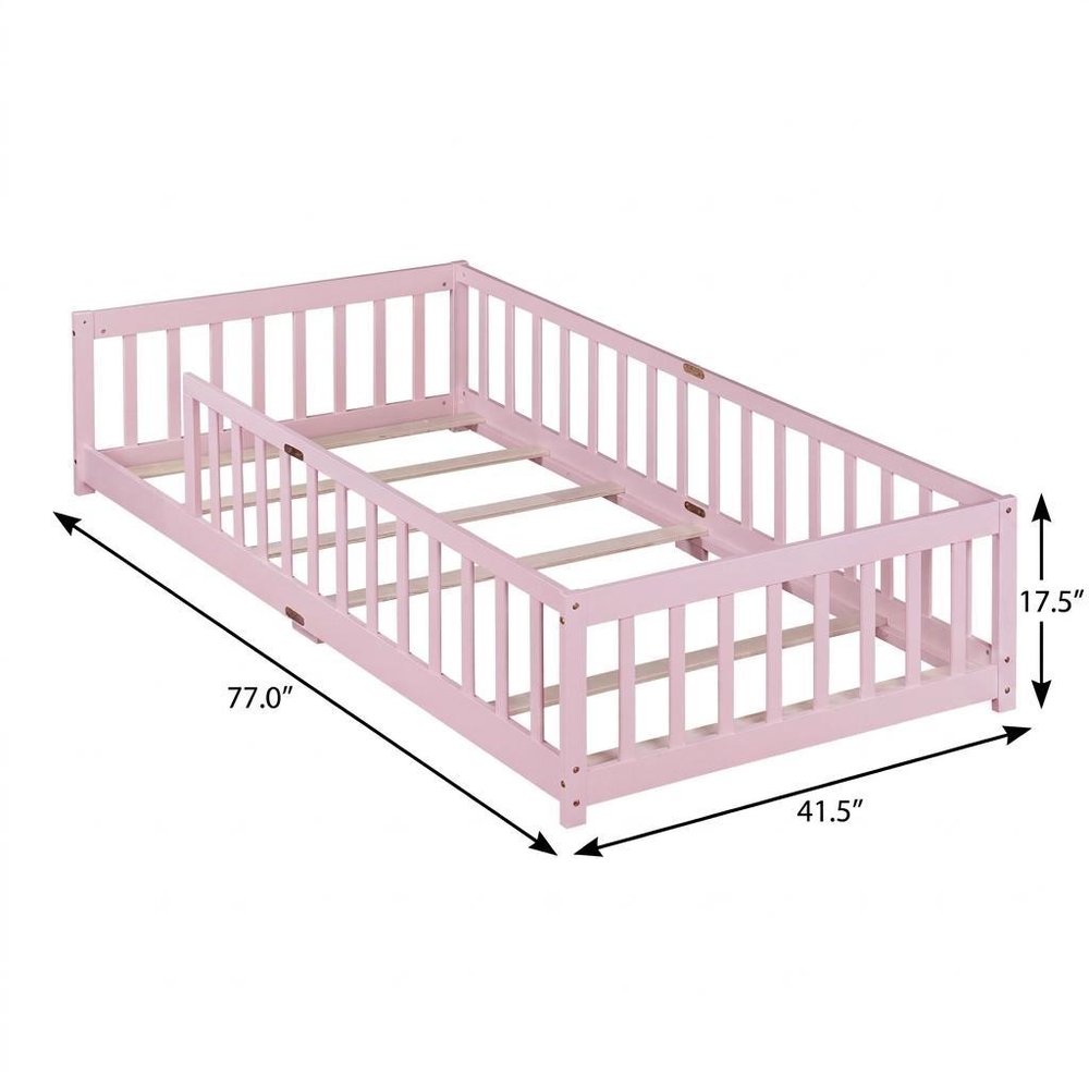 Pink Solid Wood Twin Bed Frame HomeRoots