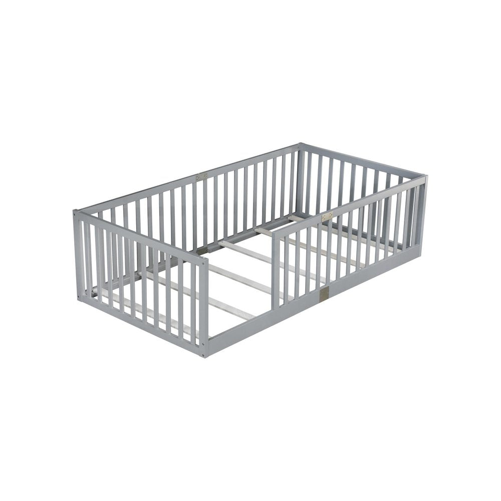 Gray Solid Wood Twin Bed Frame HomeRoots