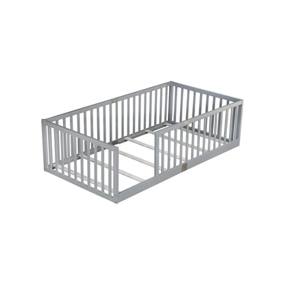 Gray Solid Wood Twin Bed Frame HomeRoots